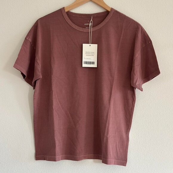 Everlane The Boyfriend Tee in Essential Cotton in Brown Garment Dye, Size Small - Picture 5 of 8